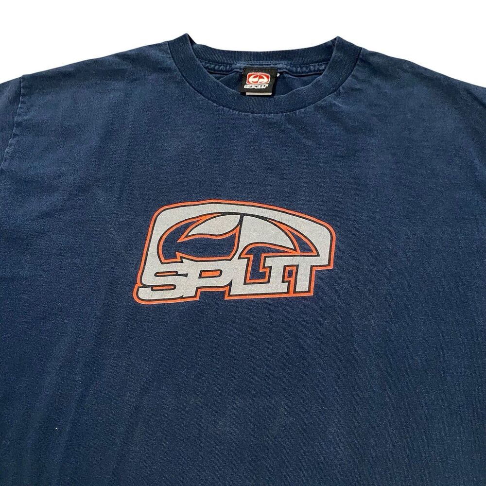 Vintage Split Skateboarding 90s Y2K Cyber Skate Surf USA Made Tee T-Shirt S Jnco